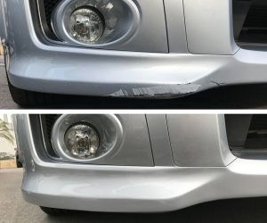 Typical bumper damage caused during minor car park collisions.